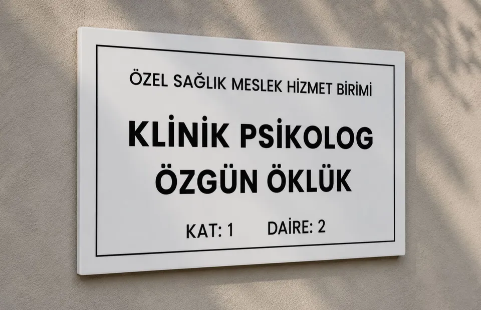Klinik Psikolog Özgün Öklük — Özel Sağlık Meslek Hizmet Birimi tabelası